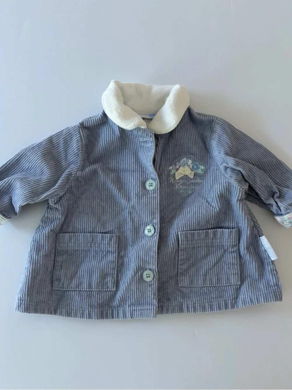 Vitamins Baby Vintage Blue Corduroy Jacket Baby Girl 3-6 Months 100% Cotton